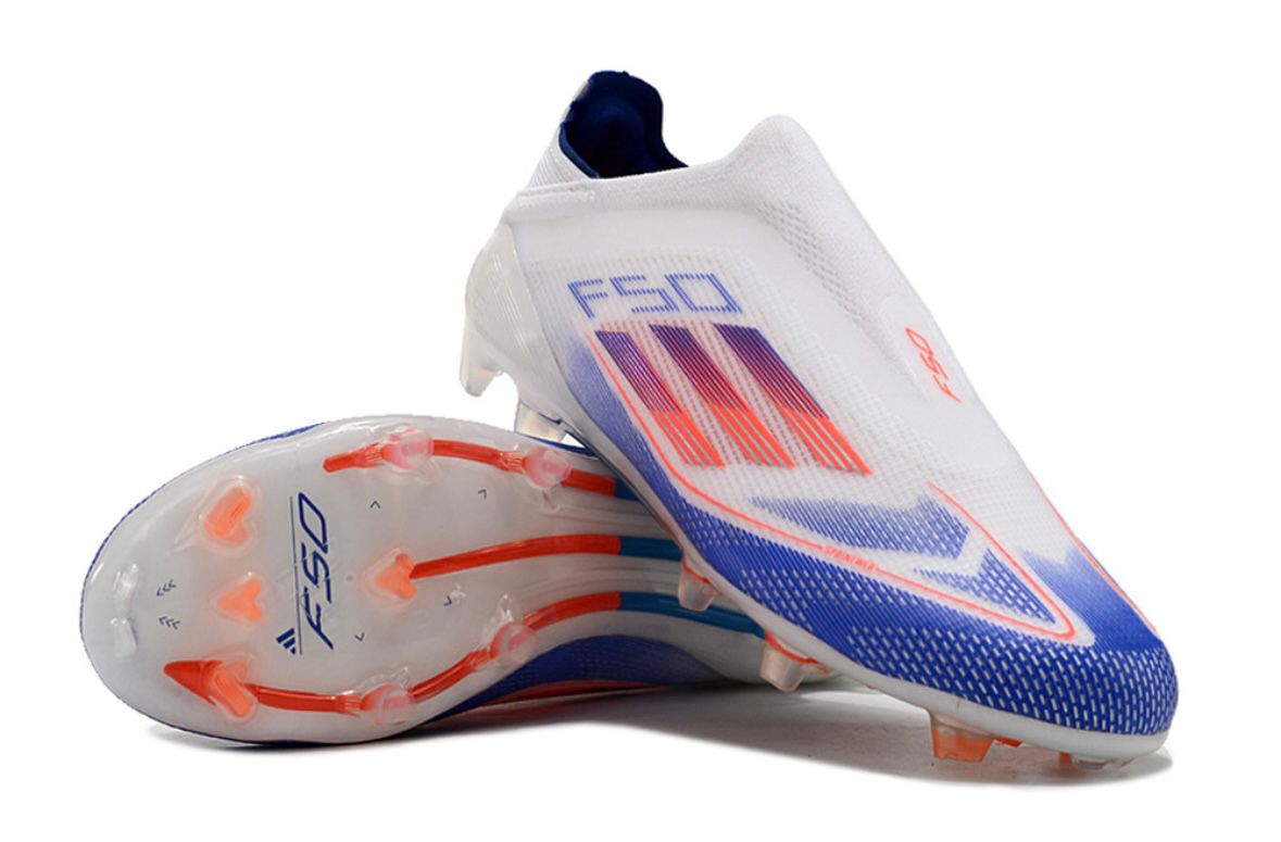 Chuteira Adidas F50 X Campo Sem Cadarço - Branca/Azul