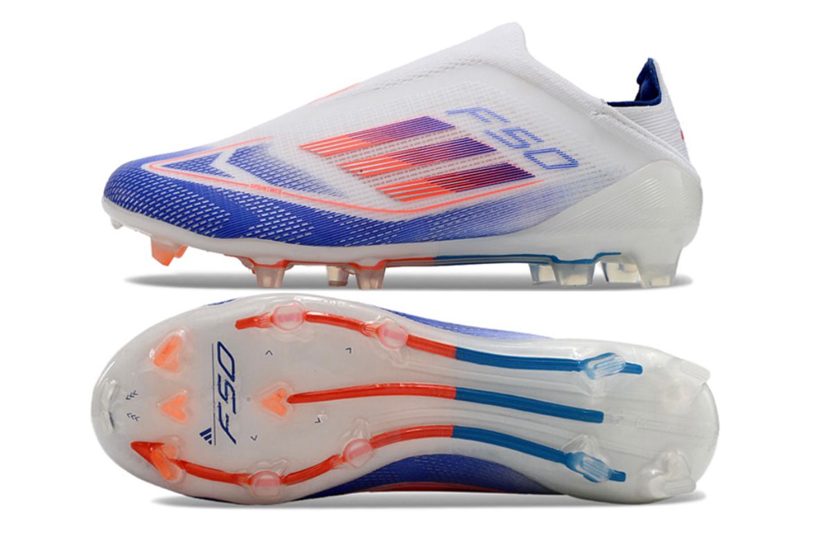 Chuteira Adidas F50 X Campo Sem Cadarço - Branca/Azul