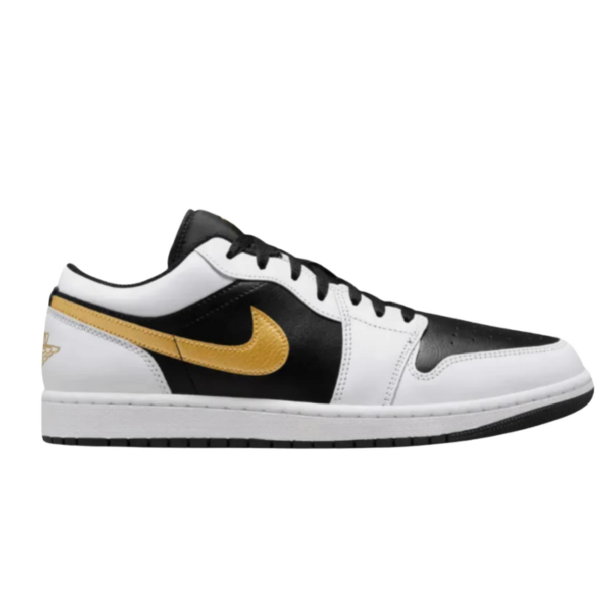 Nike Air Jordan 1 Low Metallic Gold Swoosh Black White